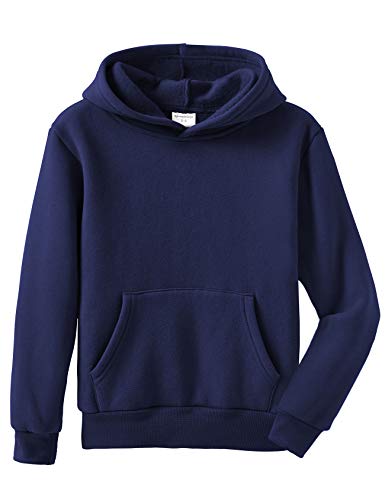 Spring&Gege Jungen Fleece Kapuzenpullover Langarm Pullover Basic Einfarbig Sweatshirts Hoodie für Kinder, Marineblau, 11-12 Jahre von Spring&Gege