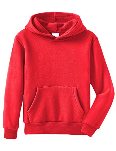 Spring&Gege Jungen Fleece Kapuzenpullover Langarm Pullover Basic Einfarbig Sweatshirts Hoodie für Kinder, Rot, 5-6 Jahre von Spring&Gege