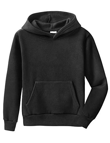 Spring&Gege Jungen Fleece Kapuzenpullover Langarm Pullover Basic Einfarbig Sweatshirts Hoodie für Kinder, Schwarz, 3-4 Jahre von Spring&Gege