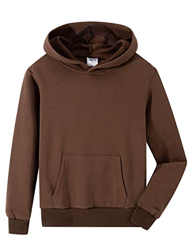 Spring&Gege Jungen Kapuzenpullover Pullover Basic Einfarbig Baumwoll Hoodie Sweatshirt für Kinder, Braun, 3-4 Jahre von Spring&Gege