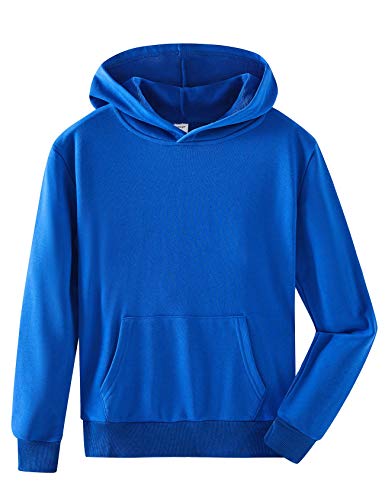 Spring&Gege Jungen Kapuzenpullover Pullover Basic Einfarbig Baumwoll Hoodie Sweatshirt für Kinder, Königsblau, 7-8 Jahre von Spring&Gege