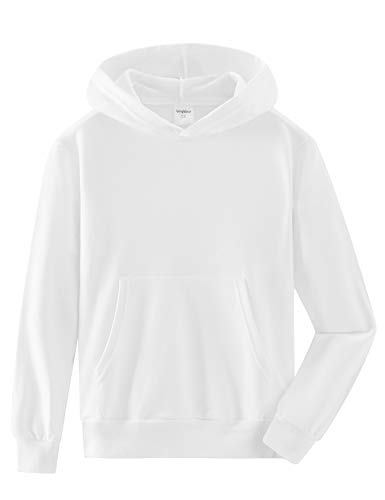 Spring&Gege Jungen Kapuzenpullover Pullover Basic Einfarbig Baumwoll Hoodie Sweatshirt für Kinder, Weiß, 11-12 Jahre von Spring&Gege