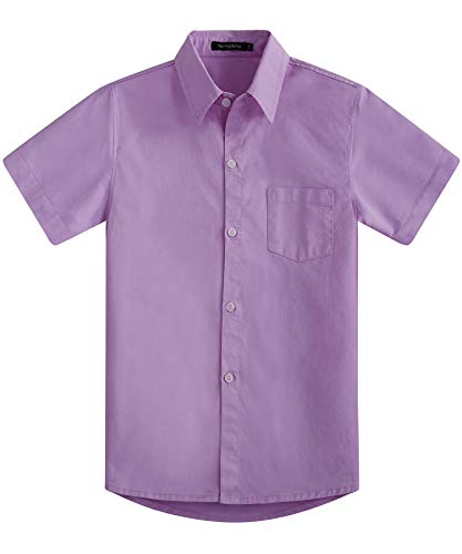 Spring&Gege Jungen Kurzarm Einfarbig Formale Baumwoll Hemden Klassisch Schuluniform Shirts für Kinder, Lila, 7-8 Jahre Spring&Gege Jungen Kurzarm Einfarbig Formale Baumwoll Hemden Klassisch Schuluniform Shirts für Kinder, Lila, 7-8 Jahre von Spring&Gege