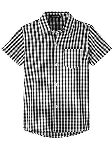 Spring&Gege Jungen Kurzarm Popeline Button Down Shirt Baumwolle Plaid Uniform Hemden, Schwarz Gingham, 152 158 Spring&Gege Jungen Kurzarm Popeline Button Down Shirt Baumwolle Plaid Uniform Hemden, Schwarz Gingham, 152 158 von Spring&Gege