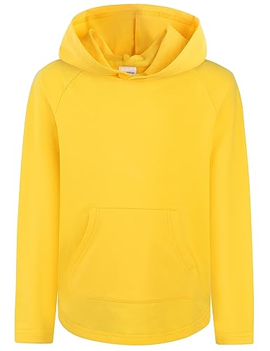 Spring&Gege Jungen Langarm Hoodie mit Tasche Teens Solid Sweatshirt für Golf Tennis Cricket Warm Hooded Top (Gelb, 11-12 Jahre) von Spring&Gege