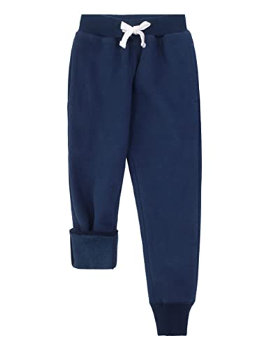 Spring&Gege Jungen Mädchen Fleece Sweathose Basic Freizeithose Sporthose mit tiefen Taschen für Kinder, Marineblau, 9-10 Jahre von Spring&Gege