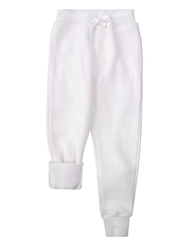 Spring&Gege Jungen Mädchen Fleece Sweathose Basic Freizeithose Sporthose mit tiefen Taschen für Kinder, Weiß, 11-12 Jahre von Spring&Gege