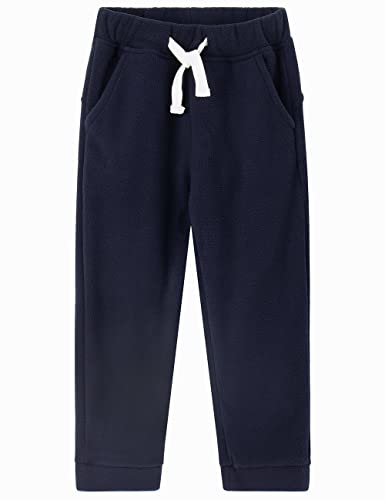 Spring&Gege Jungen Mädchen Polar Fleece Warm-Up Loungewear Jogginghose mit Taschen für Kinder, Marineblau, 5-6 Jahre(116 122) von Spring&Gege