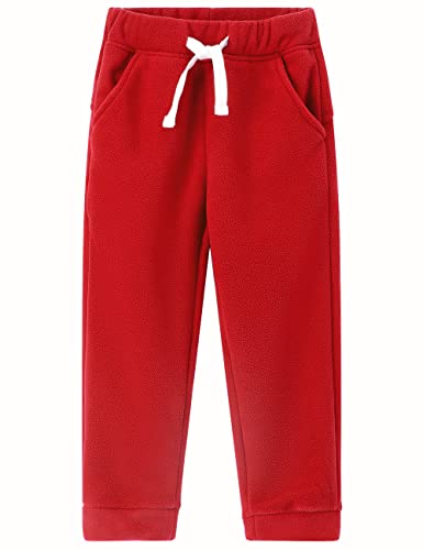 Spring&Gege Jungen Mädchen Polar Fleece Warm-Up Loungewear Jogginghose mit Taschen für Kinder, Rot, 11-12 Jahre(152 158) von Spring&Gege