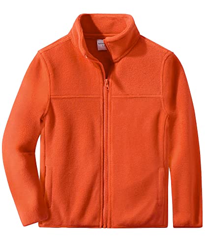Spring&Gege Jungen Mädchen Polar-fleecejacke Full Zip Outdoor Fleece Jacke Vliesjacke für Kinder, Orange, 7-8 Jahre(M/128 134) von Spring&Gege