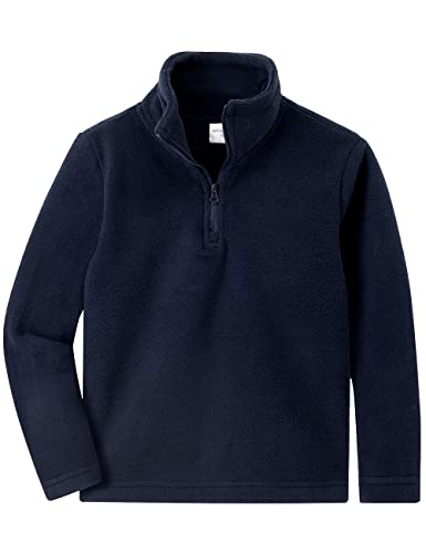 Spring&Gege Jungs Mädchen Polar Fleecejacke mit Viertelreißverschluss Winterjacke Strickjacken für Kinder Navy blau 9-10 Jahre(140 146) von Spring&Gege