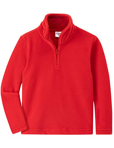 Spring&Gege Jungs Mädchen Polar Fleecejacke mit Viertelreißverschluss Winterjacke Strickjacken für Kinder Rot 11-12 Jahre(152 158) von Spring&Gege