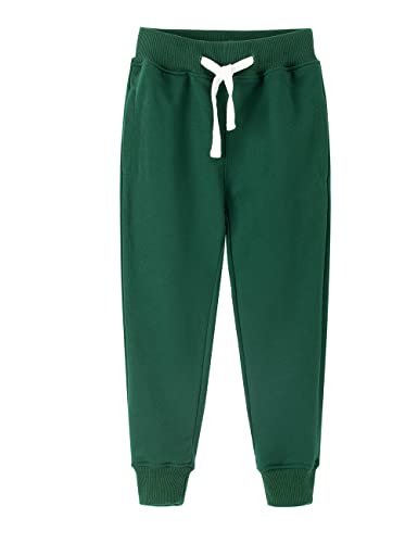 Spring&Gege Kinder Solid Athletic Sweatpants Basic Freizeithose Sportswear mit tiefen Taschen, Grün, 11-12 Jahre von Spring&Gege