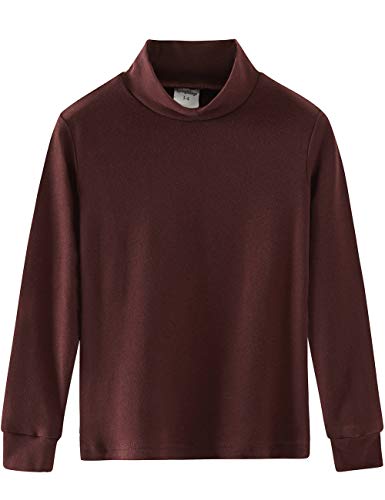 Spring&Gege Kleine & Große Jungen Mädchen Langarm Mock Rollkragenpullover T-Shirt Baumwolle Base Layer Tops Braun 116 122, S von Spring&Gege