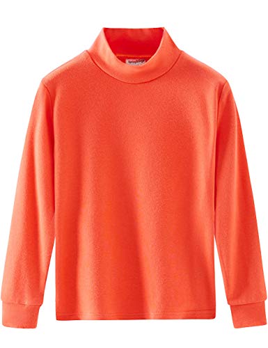 Spring&Gege Kleine & Große Jungen Mädchen Langarm Mock Rollkragenpullover T-Shirt Baumwolle Base Layer Tops Orange 104 110, XS von Spring&Gege