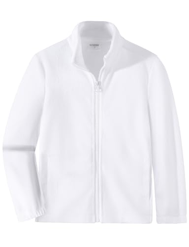 Spring&Gege Leichte Polarfleece-Jacke für Kinder, Jungen und Mädchen, weiche Jacke mit durchgehendem Reißverschluss, Weiss/opulenter Garten, 11-12 Years von Spring&Gege