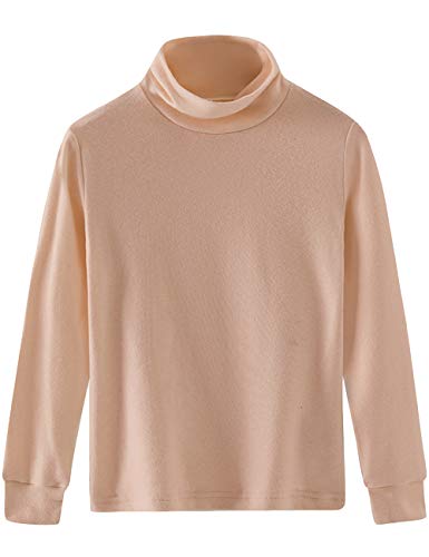 Spring&Gege Mädchen Solid Rollkragenpullover Baumwolle Langarm Shirt Kinder Base Layer Basic Tops Beige 128 134, M von Spring&Gege