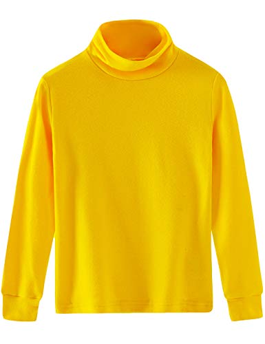 Spring&Gege Mädchen Solid Rollkragenpullover Baumwolle Langarm Shirt Kinder Base Layer Basic Tops Gelb 104 110, XS von Spring&Gege