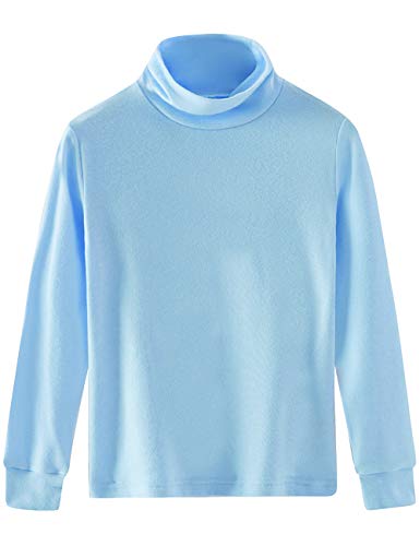 Spring&Gege Mädchen Solid Rollkragenpullover Baumwolle Langarm Shirt Kinder Base Layer Basic Tops Himmelblau 116 122, S von Spring&Gege