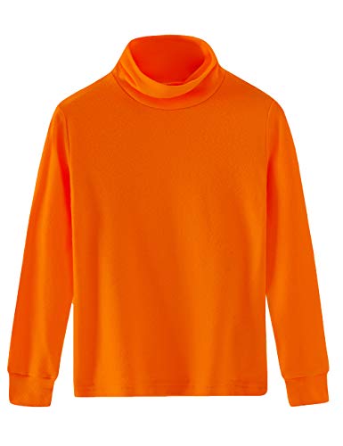 Spring&Gege Mädchen Solid Rollkragenpullover Baumwolle Langarm Shirt Kinder Base Layer Basic Tops Orange 116 122, S von Spring&Gege