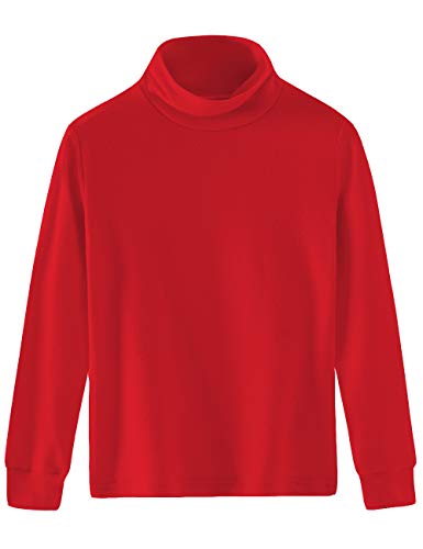 Spring&Gege Mädchen Solid Rollkragenpullover Baumwolle Langarm Shirt Kinder Base Layer Basic Tops Rot 104 110, XS von Spring&Gege