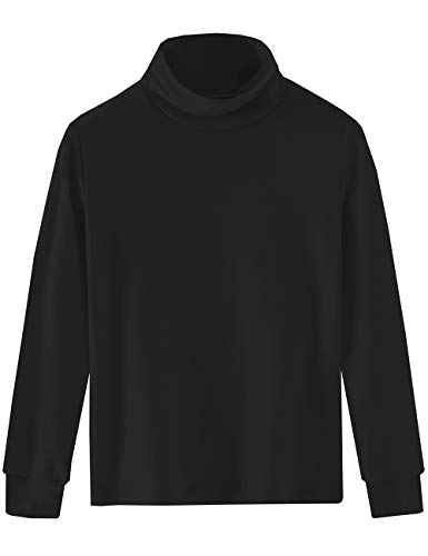 Spring&Gege Mädchen Solid Rollkragenpullover Baumwolle Langarm Shirt Kinder Base Layer Basic Tops Schwarz 164 170, XXL von Spring&Gege