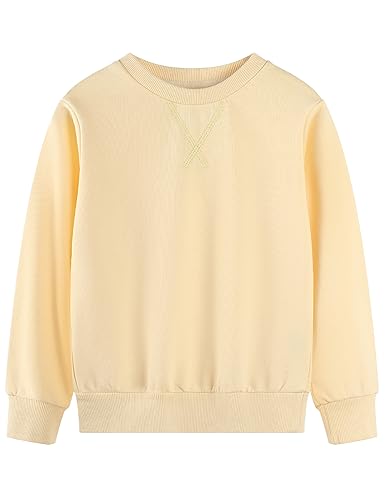 Spring&Gege Youth Basic Sport Crewneck Pullover Sweatshirts für Kinder (3–14 Jahre), Beige, 11-12 Jahre von Spring&Gege