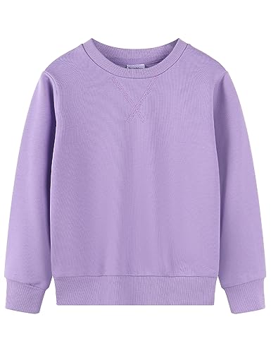Spring&Gege Youth Basic Sport Crewneck Pullover Sweatshirts für Kinder (3–14 Jahre), Lavendel, 7-8 Jahre von Spring&Gege