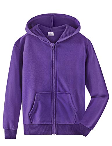 Spring&Gege Jungen Hoodie Sweatjacke Basic Einfarbig Baumwoll Kapuzenjacke für Kinder Lila 3-4 Jahre von Spring&Gege