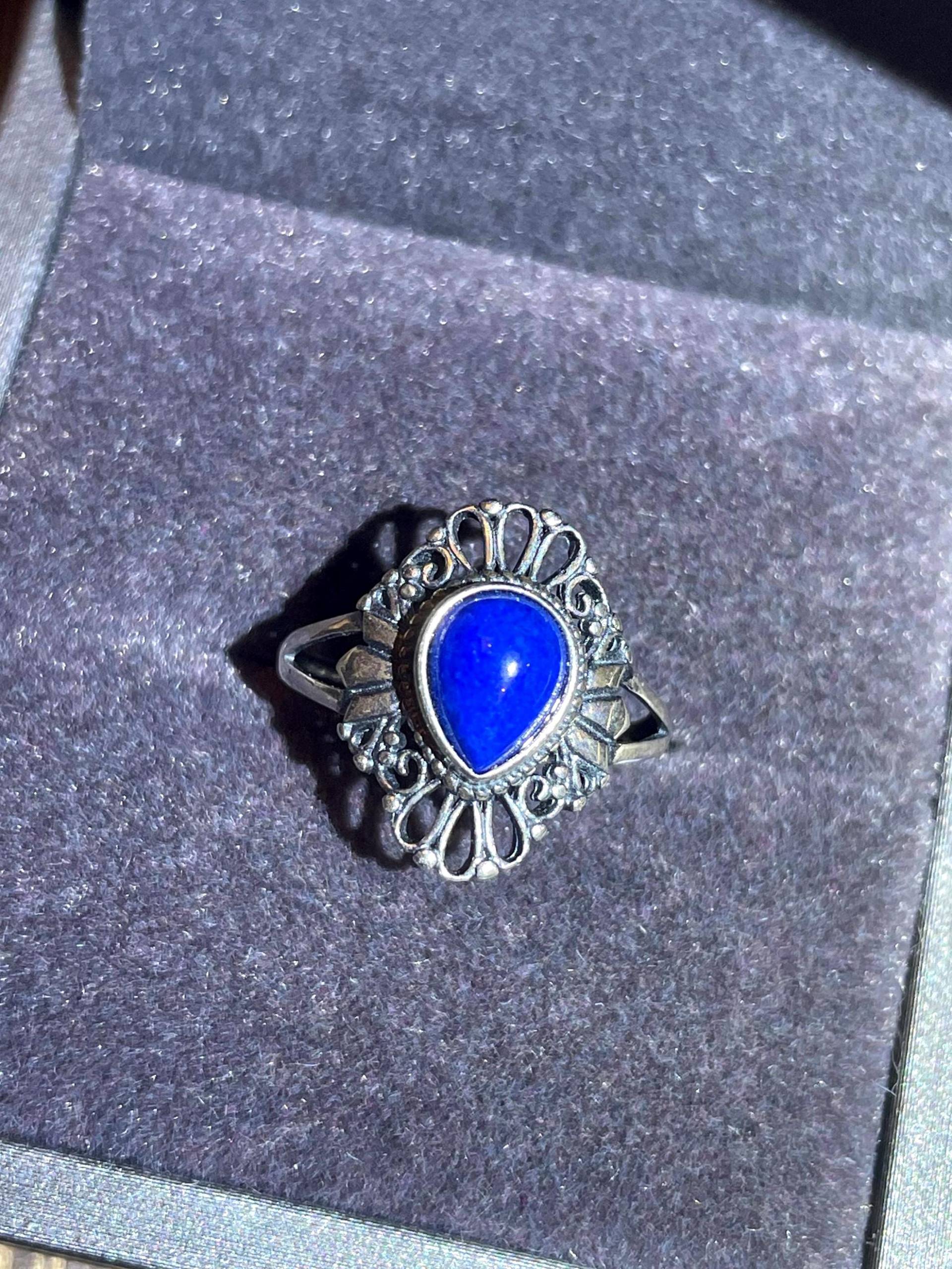 Handgefertigter Lapislazuli Ring - Vintage Boho Silberring Mit Königsblauem Edelstein- 925 Sterling Silber- Ethno Jewelry von SpringFoxHandMade