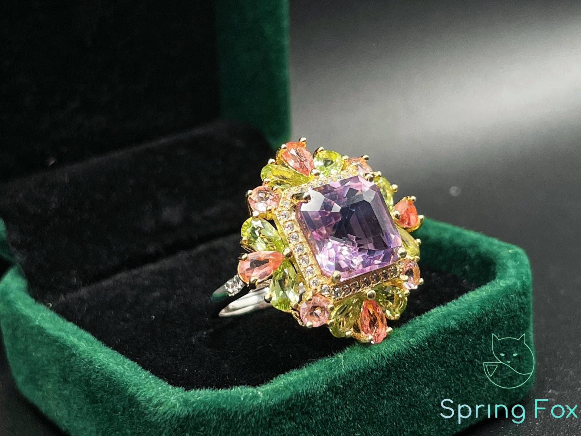Natürlicher Amethyst Ring Mit Turmalin 925 Sterling Silber Boho Elegant Verstellbar Statement Heilstein Edelstein Naturstein Chakra Healing Natürlicher Amethyst Ring Mit Turmalin 925 Sterling Silber Boho Elegant Verstellbar Statement Heilstein Edelstein Naturstein Chakra Healing von SpringFoxHandMade
