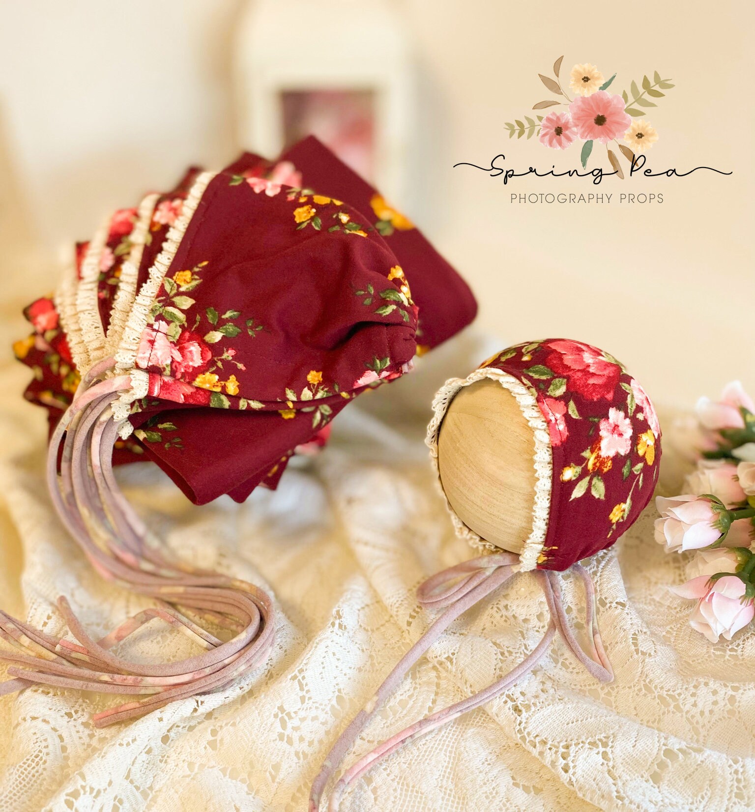 Neugeborenes Rosenholz Blumen Set Neugeborenes Rosenholz Blumen Set von SpringPeaProps