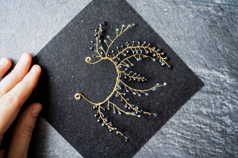 Gothic Ohrmanschette Ohrring Ohr Wickeln Kristall Schwarz Und Gold Ohrringe Kein Piercing Große Hochzeit Boho von SpringWindStore