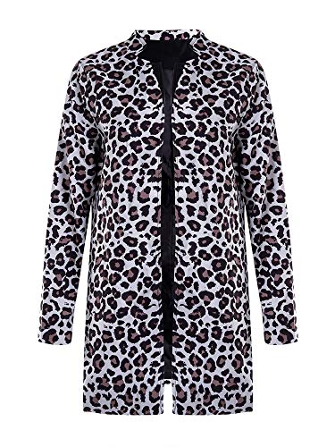 Springcmy Damen Leopard Blazer Langarm Open Cardigan Herbst Winter Office OL Jacken (Grey, XL) von Springcmy
