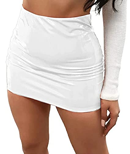 Springcmy Damen-Minirock, Neon-Leder, figurbetont, glänzend, flüssig, metallisch, Wet-Look, Latexrock, Party, Nachtclub, Rock, weiß, L Springcmy Damen-Minirock, Neon-Leder, figurbetont, glänzend, flüssig, metallisch, Wet-Look, Latexrock, Party, Nachtclub, Rock, weiß, L von Springcmy