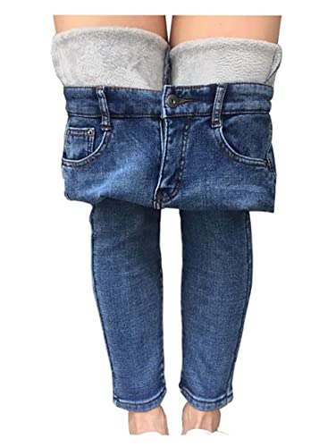 Springcmy Damen-Winter-Jeans, Fleece-gefüttert, dicke Skinny-Stretch-Jeans, warme dicke Leggings mit Taschen, A-light blue, M von Springcmy