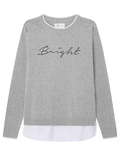 SPRINGFIELD Damen 1338684 Kombinierter Pullover aus Baumwolle „Bright“, dunkelgrau, L von Springfield