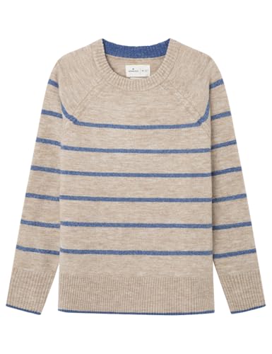 SPRINGFIELD Damen 1338701 Kontrastfarbener Pullover mit Rundhalsausschnitt, Braun Tupfen, S von Springfield