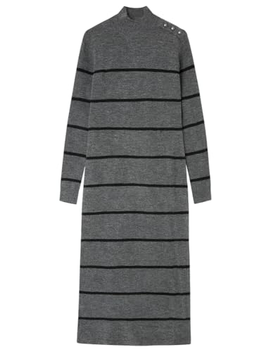 SPRINGFIELD Damen 1338713 Midi-Kleid Strick Streifen, dunkelgrau, S von Springfield