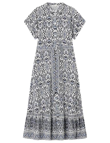 SPRINGFIELD Damen 3.fq. Vestido Midi Camisero Print Lässiges Kleid, Blau Ente, 36 von Springfield