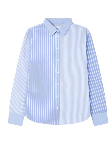 SPRINGFIELD Damen 3.g.m.Camisa Oversize Popelin 3 Rayas Hemd, Himmelblau, Large von Springfield