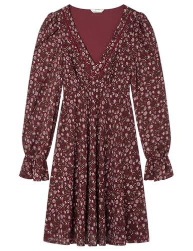 SPRINGFIELD Damen 5.Gym.a.Vestido Corto Mini Flor 2 Lässiges Kleid, Granat Standard, Large von Springfield