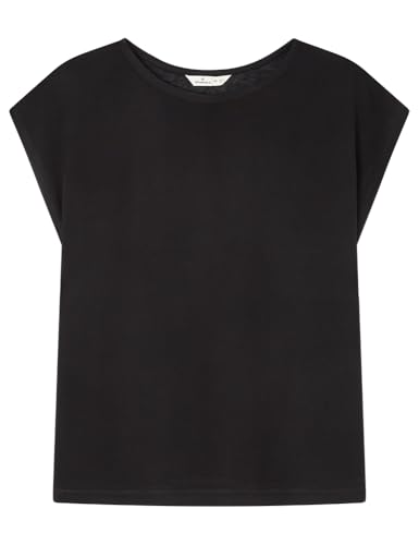 SPRINGFIELD Damen 5t.b. Camiseta Bimateria Crepe Unterhemd, Standardschwarz, X-Small von Springfield