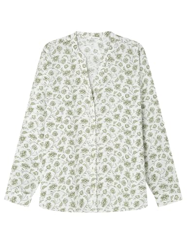 SPRINGFIELD Damen 6.t.Camisa Lino Cuello Mao Hemd, Dunkes Kakigrün, 38 von Springfield