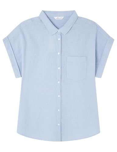 SPRINGFIELD Damen 7.t.Camisa Lino M/C Básica Hemd, Chinesisches Blau, 36 von Springfield