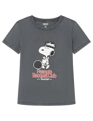 SPRINGFIELD Damen 7.t.a.LIC Camiseta Snoopy Gris.pe Unterhemd, Grau, Kohlefarben, Medium von Springfield