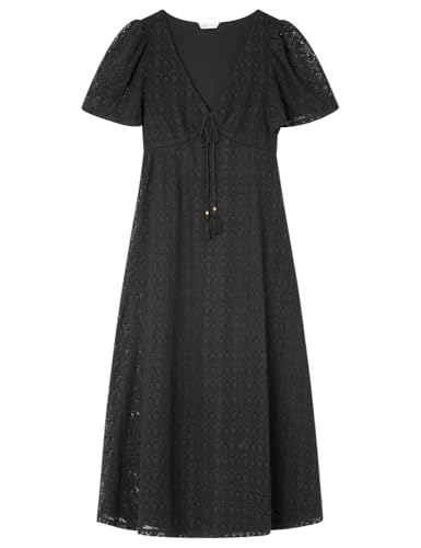 SPRINGFIELD Damen 7.t.a.Vestido Midi Mc Crochet Lässiges Kleid, Standardschwarz, Small von Springfield