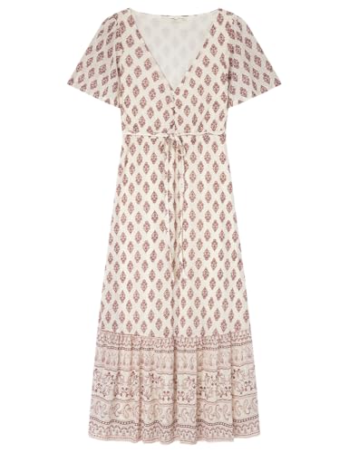 SPRINGFIELD Damen 7.t.a.midi Rib Print Cenefa Lässiges Kleid, Braun Oxid, Medium von Springfield