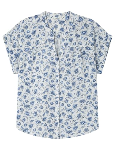SPRINGFIELD Damen 8.t.Camisa Lino M/C Cuello Mao Hemd, Maritimes Blau, 32 SPRINGFIELD Damen 8.t.Camisa Lino M/C Cuello Mao Hemd, Maritimes Blau, 32 von Springfield