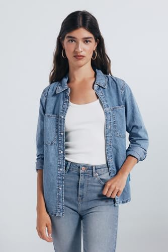 SPRINGFIELD Damen Basic Denim Shirt Hemd, blau, 40 von Springfield